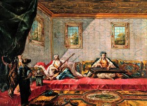 Two Odalisques Playing Music in the Harem